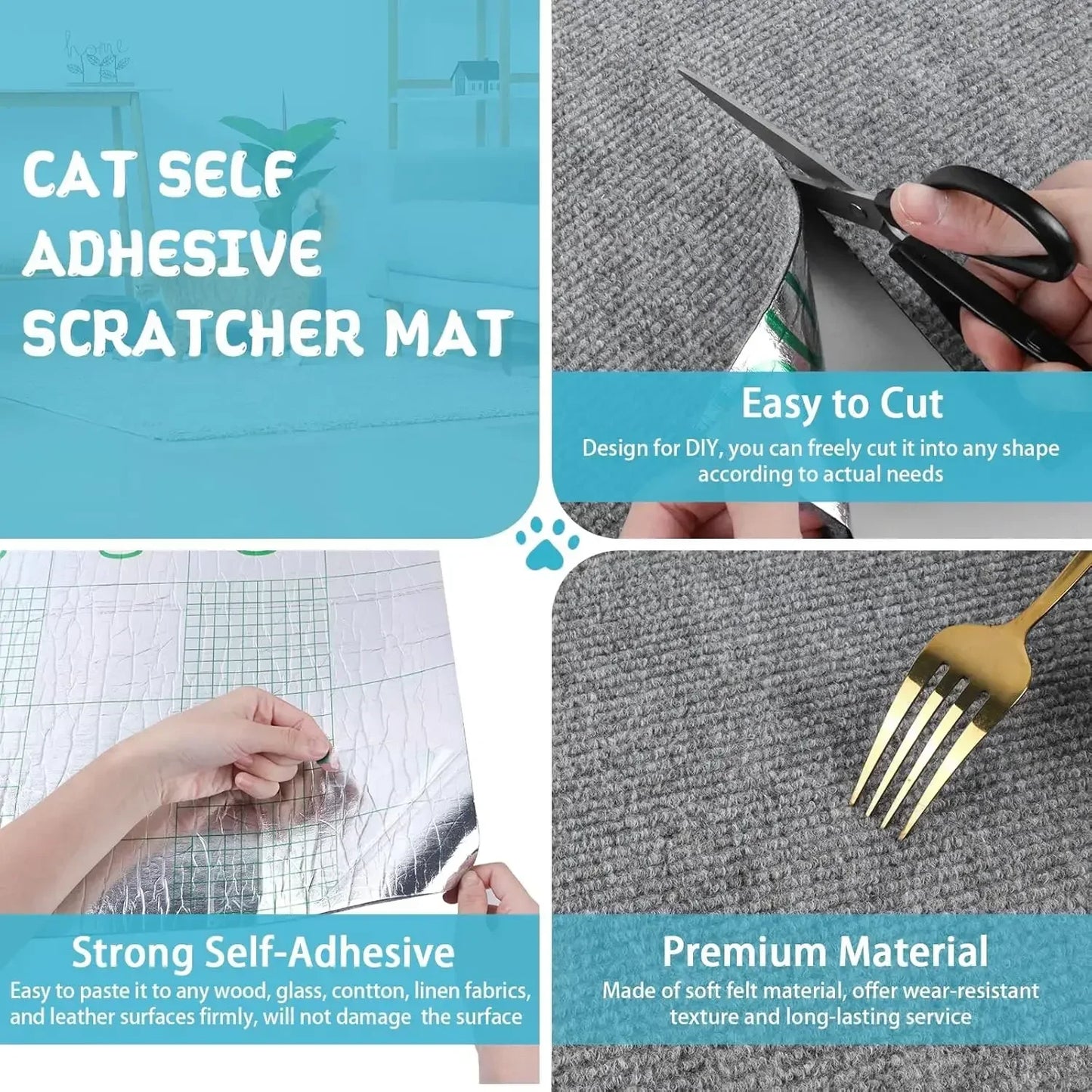 Tapis griffoir autocollant pour chat – Protection canapé et meubles