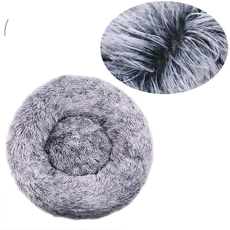Panier rond pour chat 40–90 cm – Coussin doux en peluche longue et chaud pour l’hiver