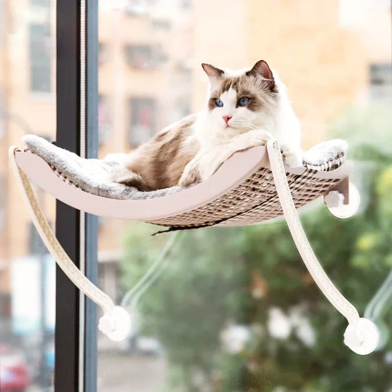 Hamac de fenêtre pour chat – Lit suspendu avec coussin polaire amovible