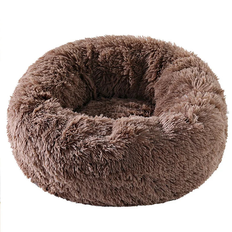 Coussin Rond Douillet pour Chat – Hiver, Déhoussable et Lavable