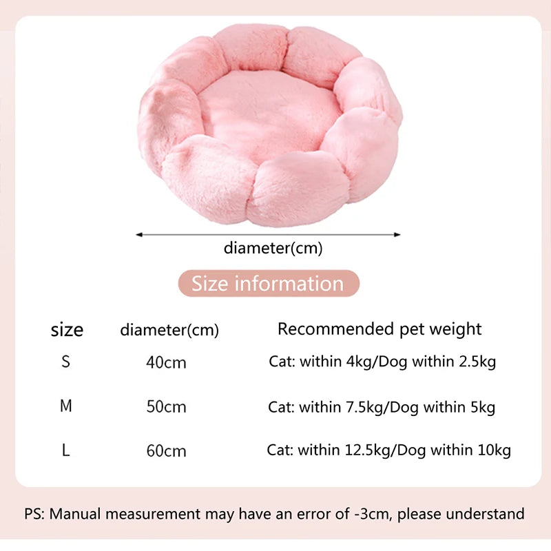 Coussin en forme de fleur pour chat – Lit douillet et chaud pour l’hiver