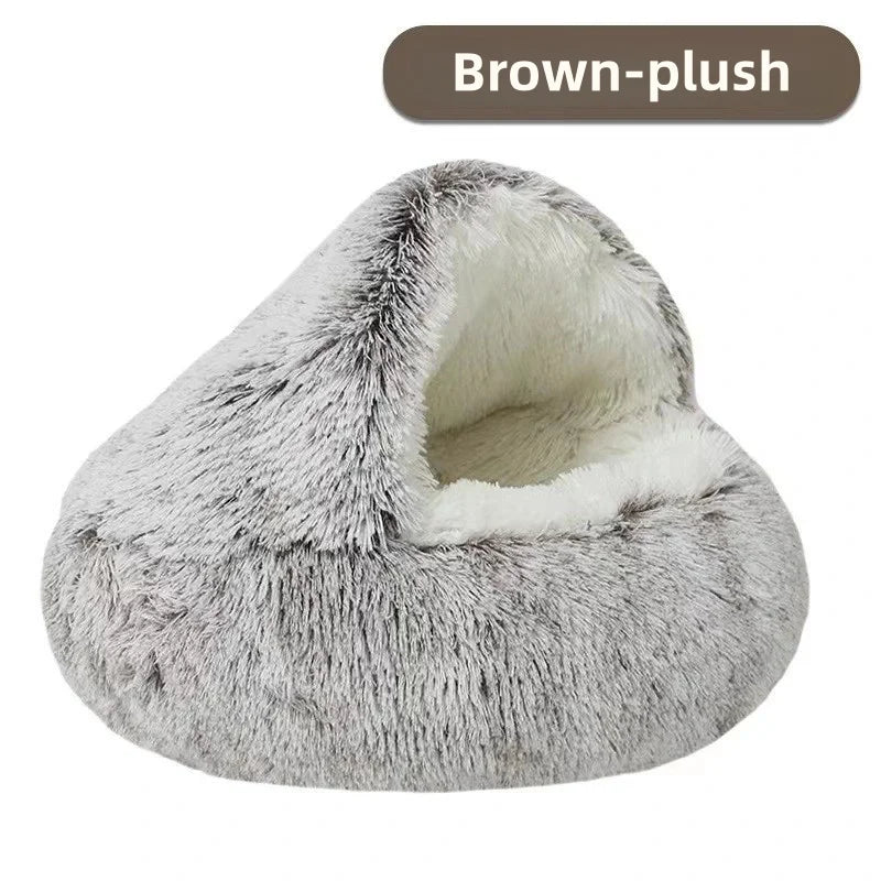 Panier confortable pour chat – Lit semi-fermé en peluche chaude