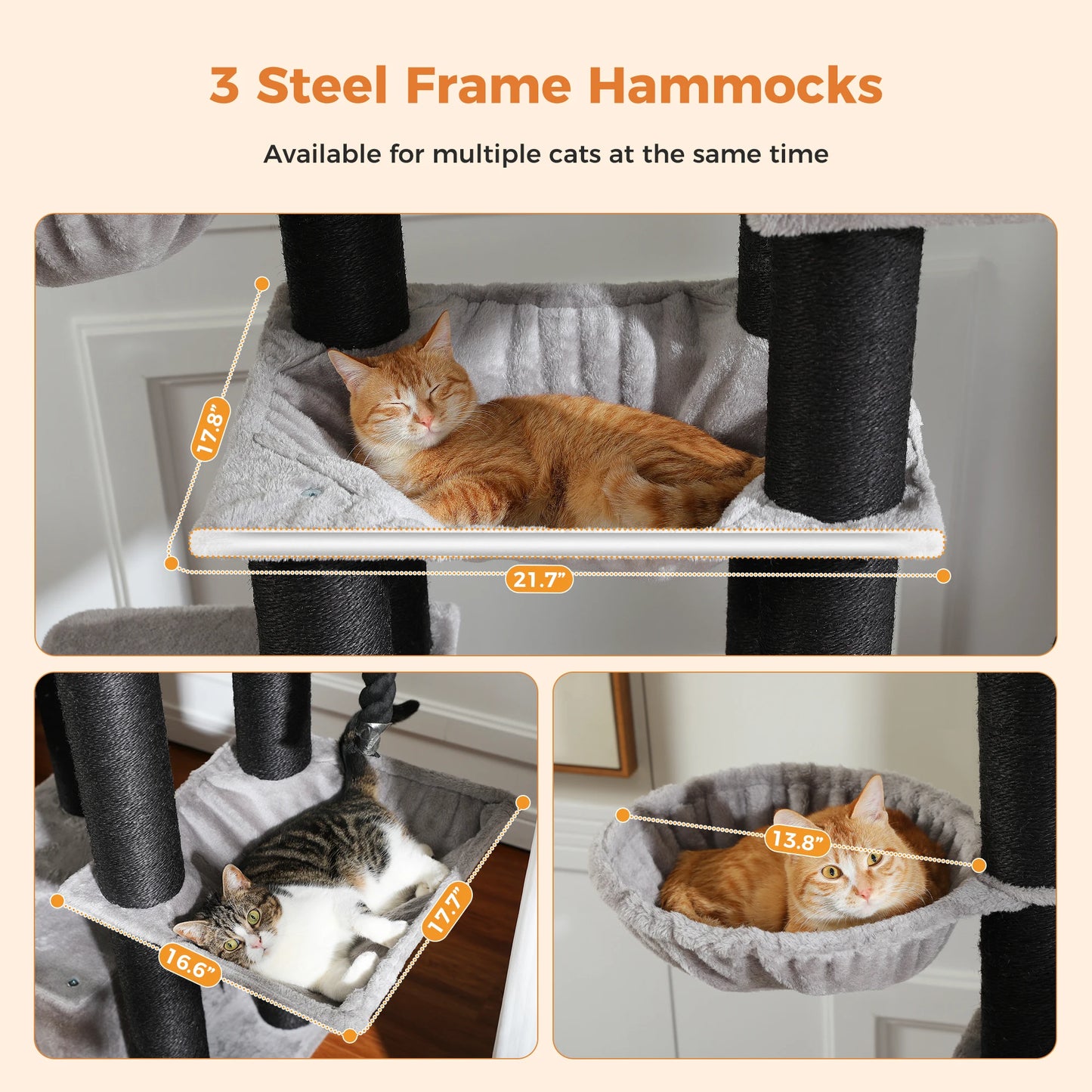 Arbre à chat XXL robuste pour grands chats – Tour avec maison, hamac, griffoirs en sisal et perchoirs multiples