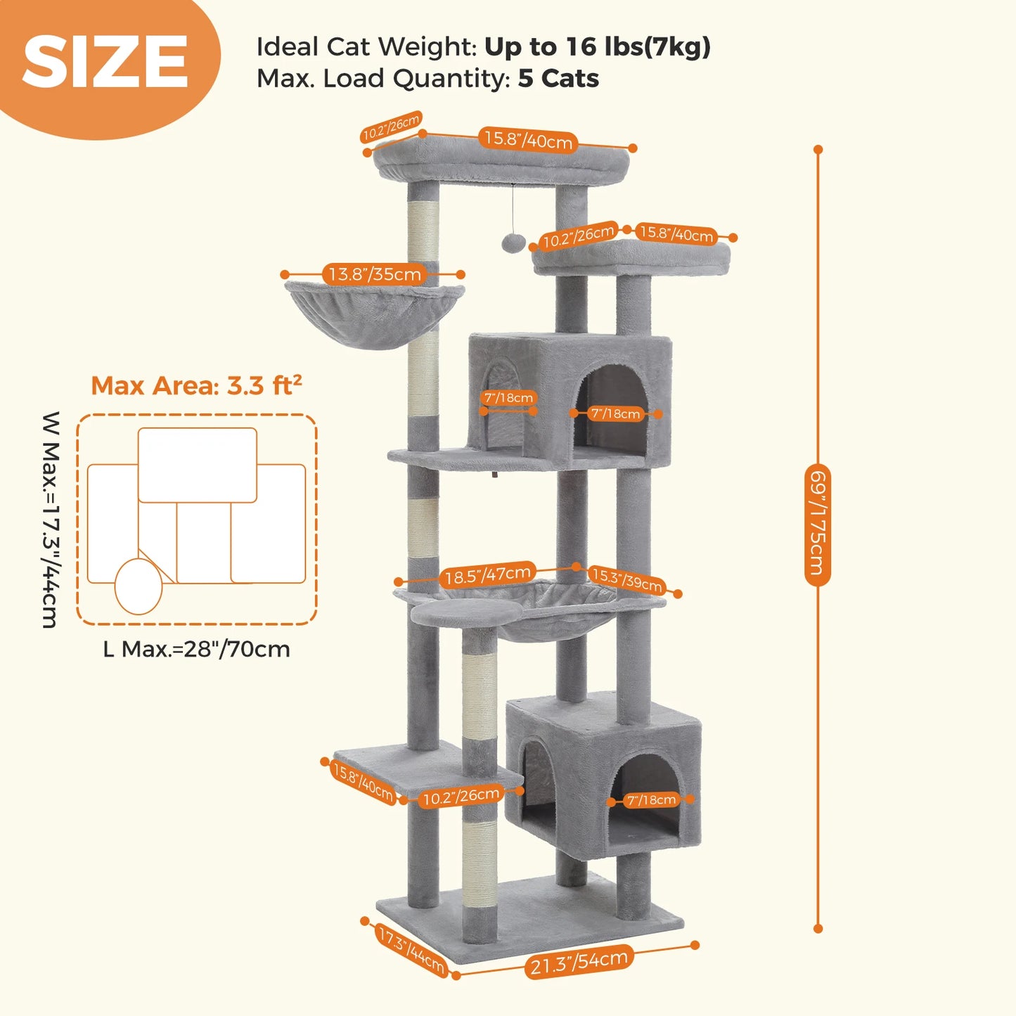 Grand arbre à chat XXL multi-niveaux avec griffoirs, perchoirs et niches douillettes