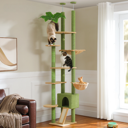 Arbre à chat fixation plafond – Tour avec griffoirs en sisal, condo douillet, hamac et hauteur réglable
