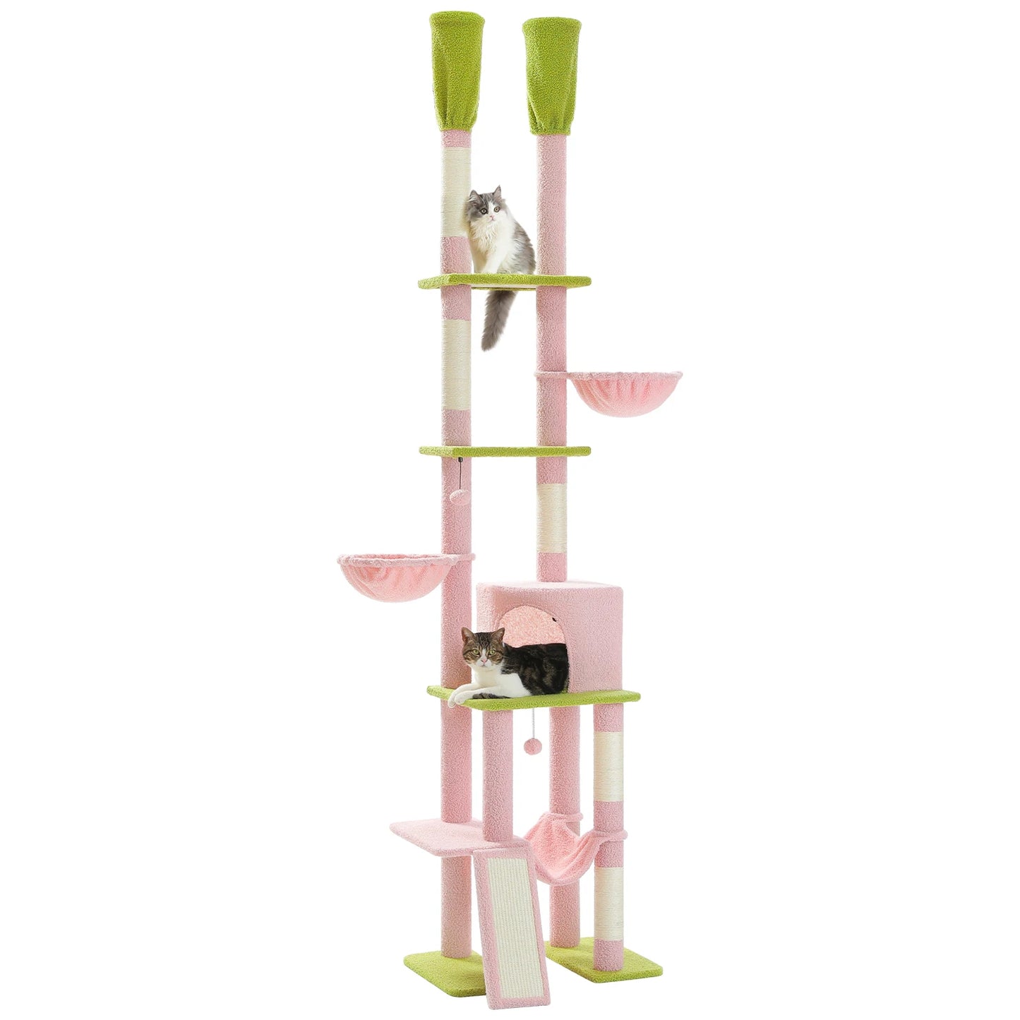 Arbre à chat fixation plafond – Tour avec griffoirs en sisal, condo douillet, hamac et hauteur réglable