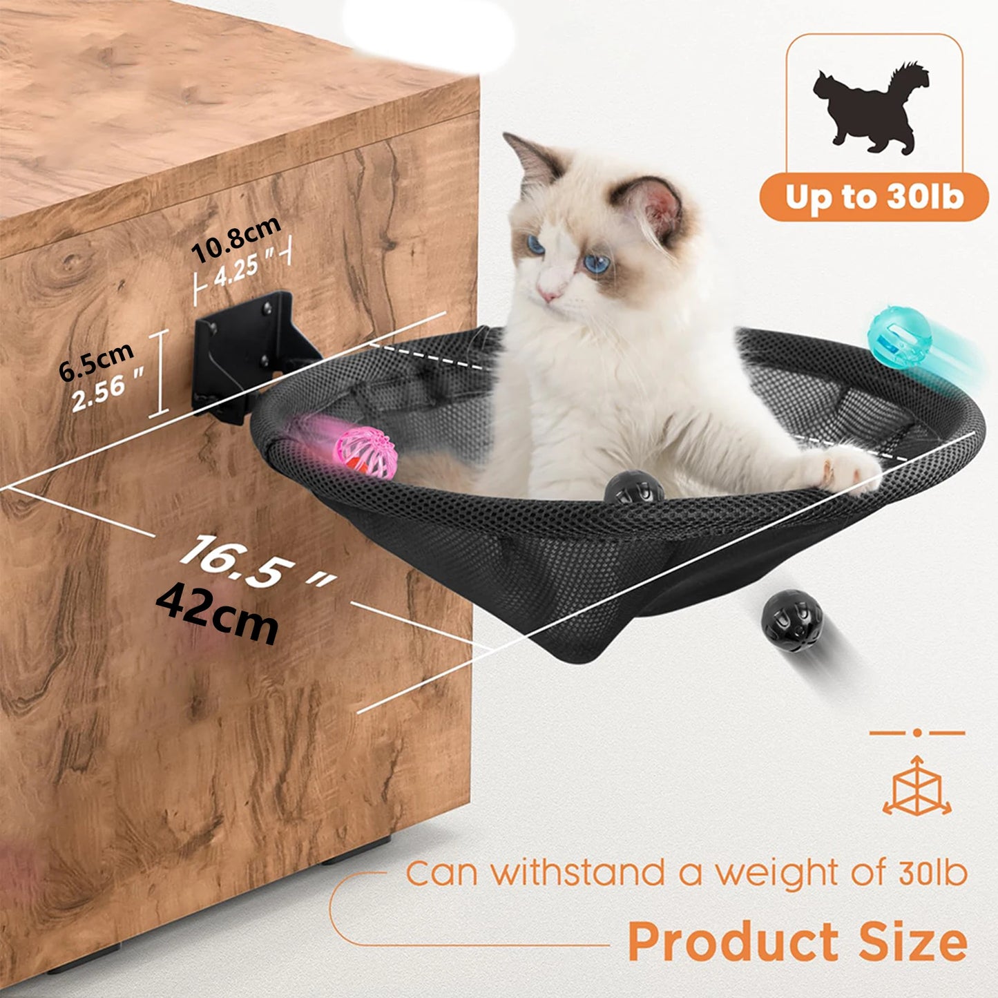 Hamac mural pliable pour chat – Lit 42 cm stable et respirant