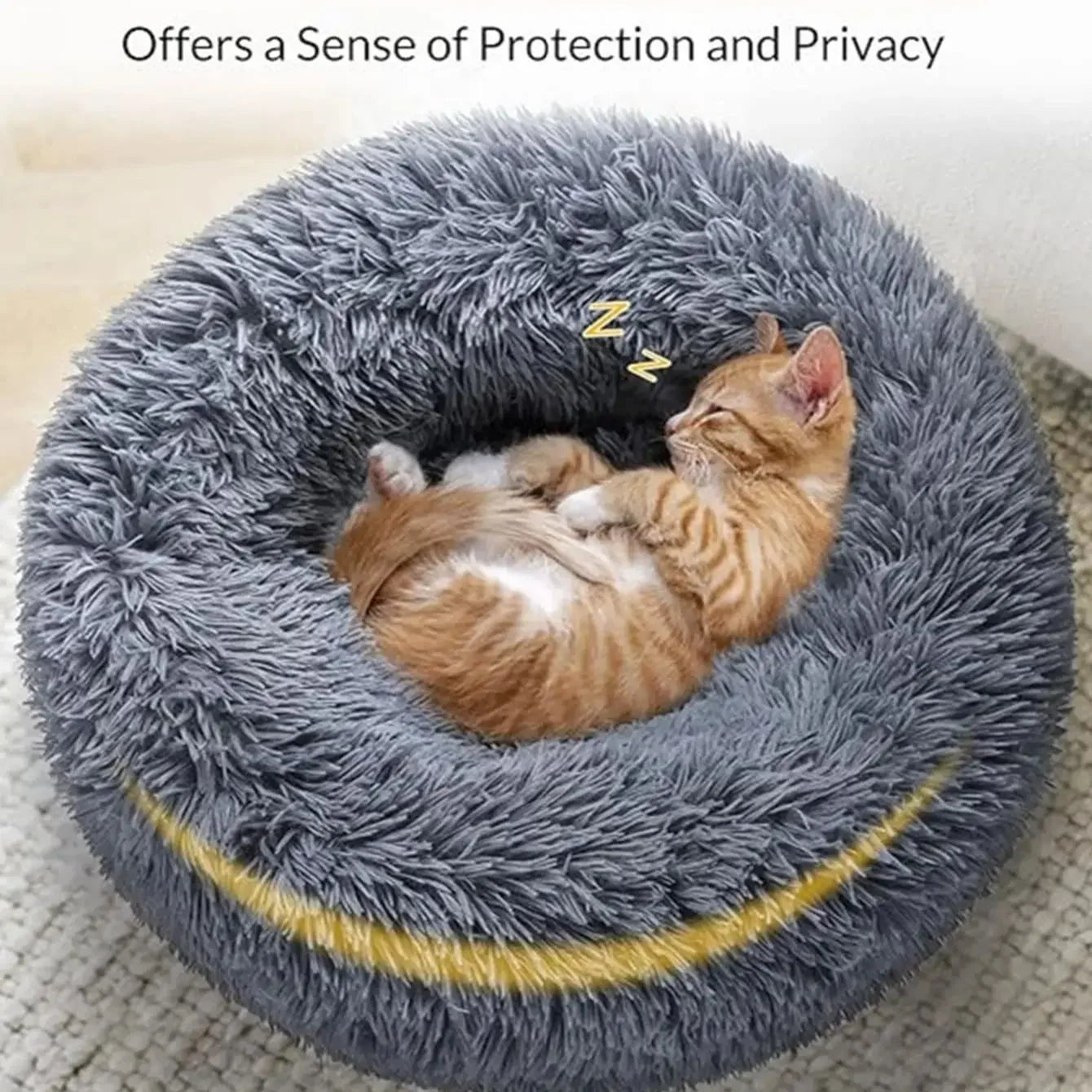 Panier rond pour chat 40–90 cm – Coussin doux en peluche longue et chaud pour l’hiver