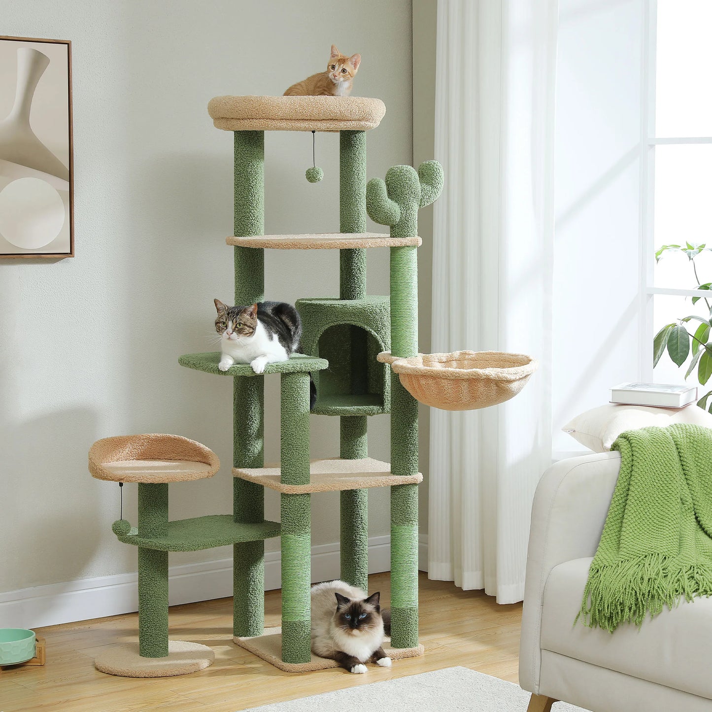 Arbre à chat XXL pour grands félins – Tour haute avec hamac géant, griffoirs en sisal et plateformes robustes